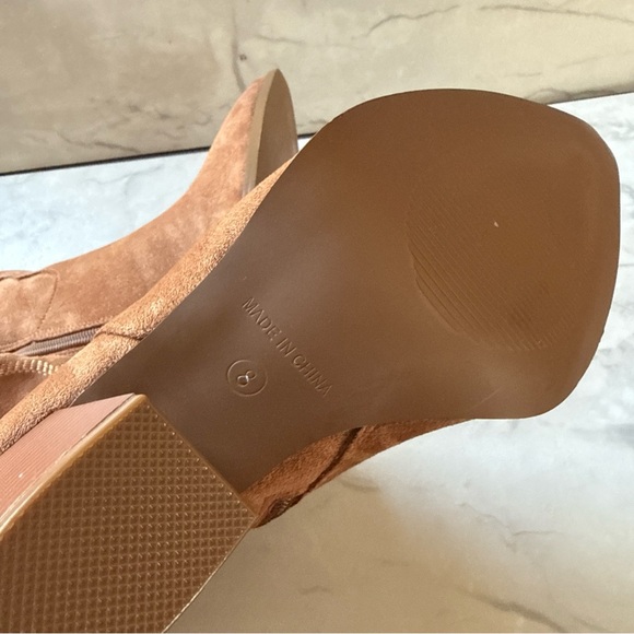 Women's Faux Suede Embroidered Knee High Cowboy Boots Size 8 Light Brown - NWOT - Picture 7 of 13